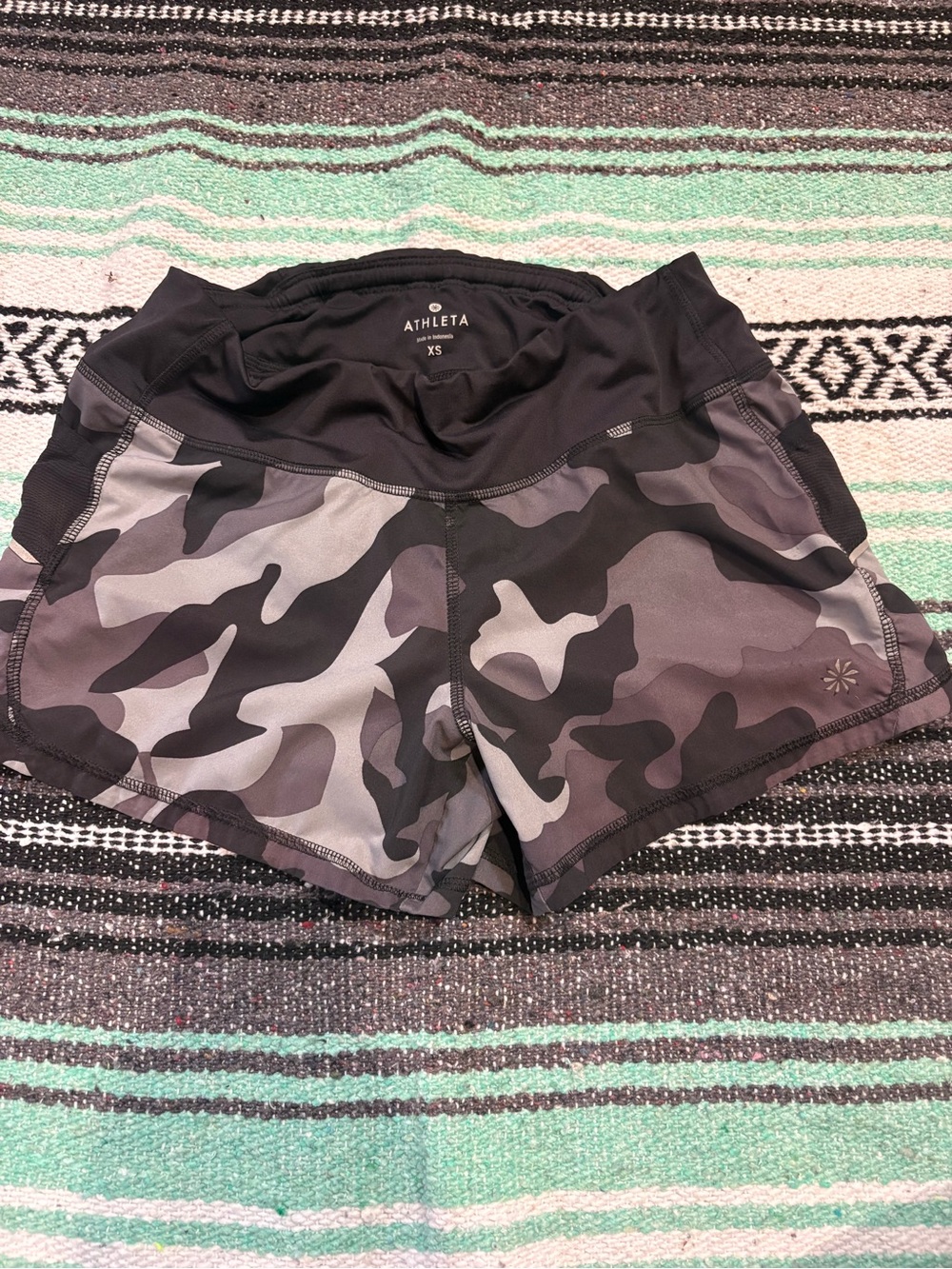 Athleta Black and Gray Camo Athletic Shorts
